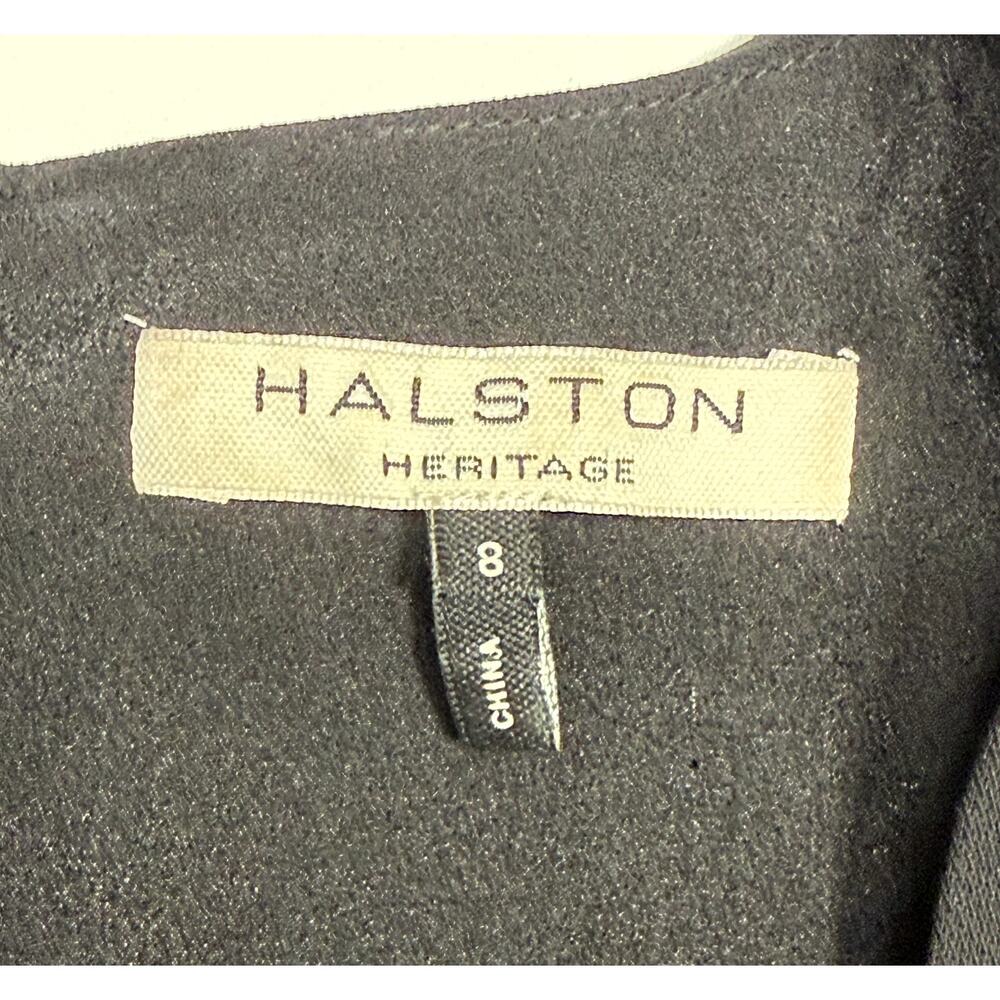 Halston Heritage Kimono-sleeve Dress in black and metallic floral pattern. - Picture 4 of 9